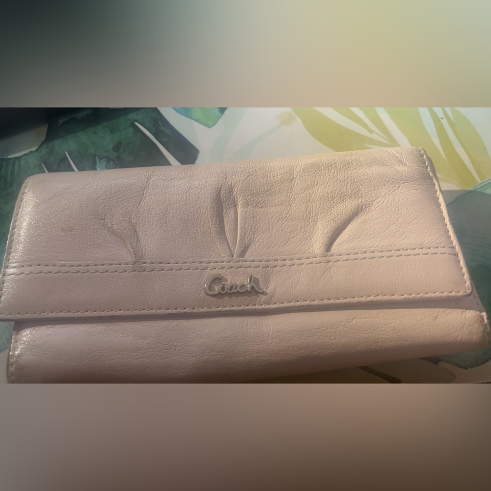 Coach Blush Leather Wallet with Silver Logo